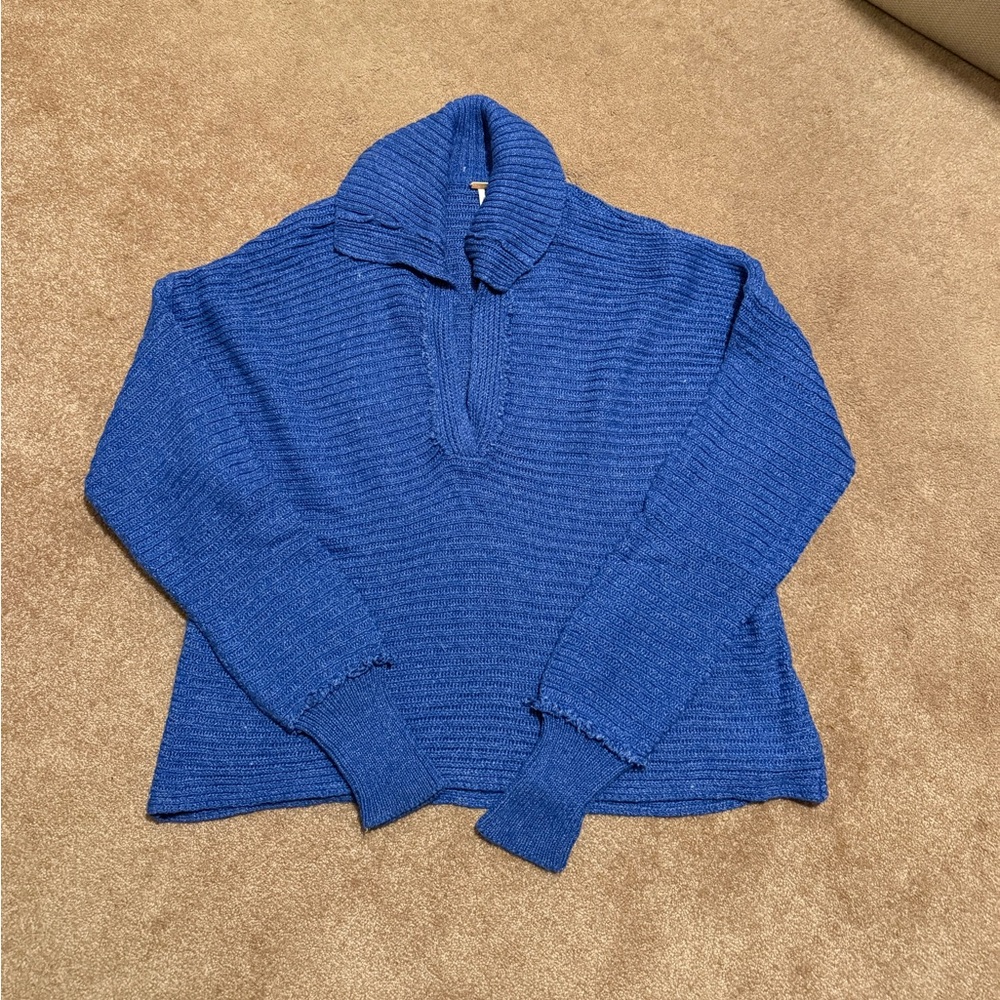 Free People Textured Blue Sweater